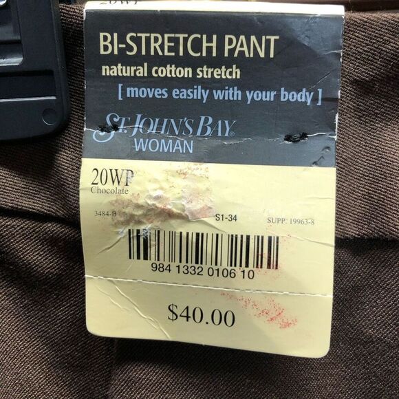 St. John’s Bay Stretch 20WP Chocolate Brown Pants NWT - Picture 4 of 6